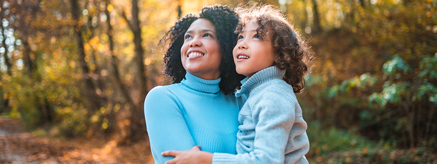 Mother And Son Amazed By The Beauty Of Nature