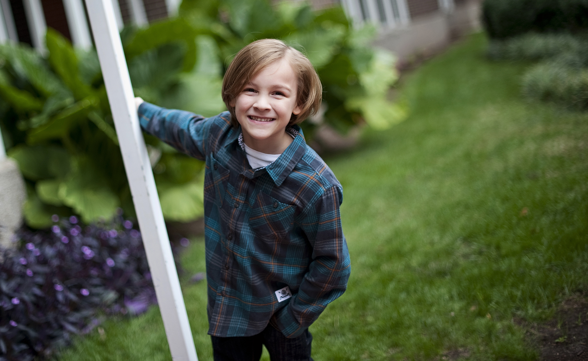 Portrait of a Neurosurgery patient outside at CHKD.
