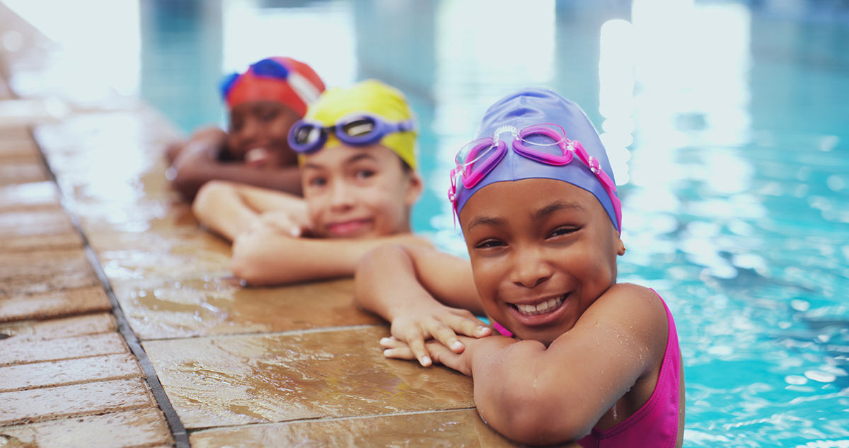 Kids Swimming Stock