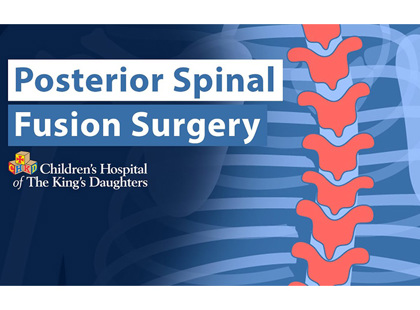 Video title board showing a graphic of a spine, the CHKD logo and the title of the video.