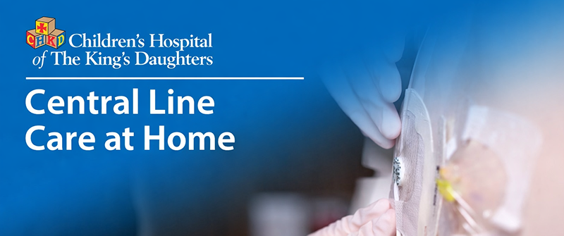 Nurse showing how to safely care for a central line at home