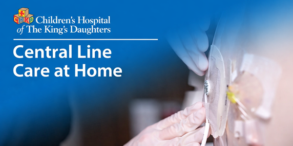 Nurse showing how to safely care for a central line at home