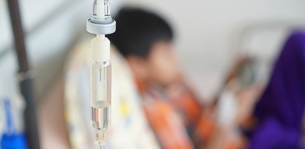 Blurred out patient getting an infusion