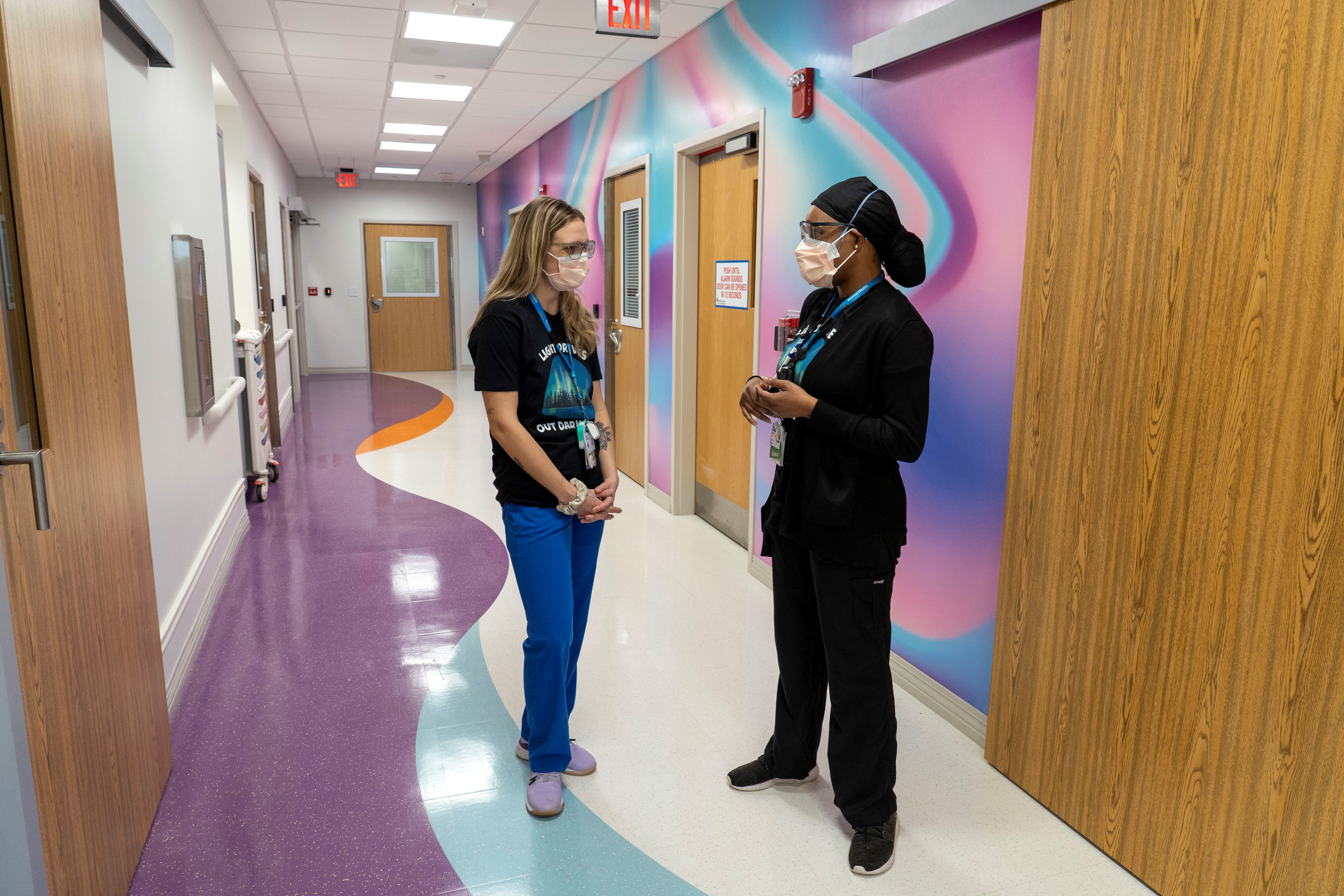 Staff in the hallway of the new Med Psych Unit 